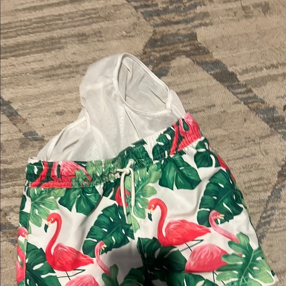 Janie & Jack Boys Tropical Flamingo Shirt and Matching Swim Shorts - Picture 8 of 11